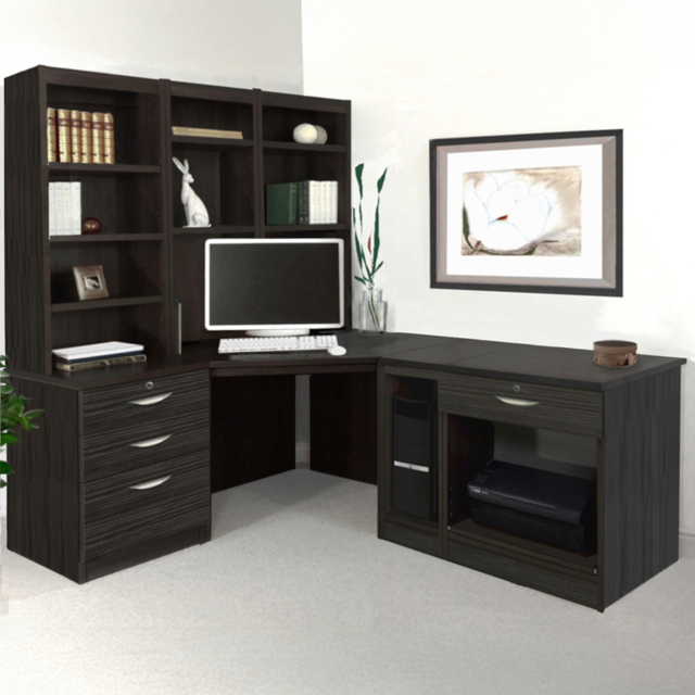 R White Cabinets Set 20 4 Drawer Black Computer Desk - image 1