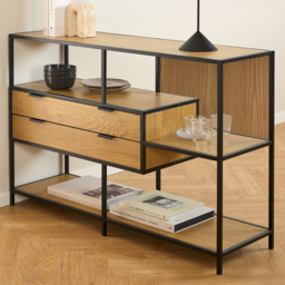 Florence Seaford Matt Wild Oak 2 Drawer 3 Tier Bookcase