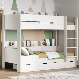 Flair Eddie White Wooden Bunk Bed with Storage