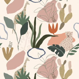 Grandeco Roomblush Safari Jungle Kids Multicolour 4 Lane Wall Mural - thumbnail 2