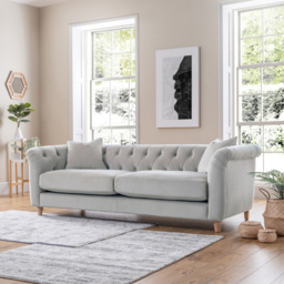 3 Seater Chalk Velvet Large Sofa - thumbnail 4