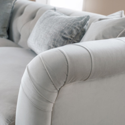 3 Seater Chalk Velvet Large Sofa - thumbnail 2