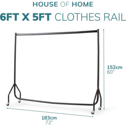 House of Home Tall Heavy Duty Black Clothes Rail 5 x 6ft - thumbnail 4