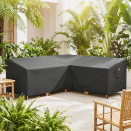 Outsunny Black V-Shaped Waterproof Anti-UV Sectional Sofa Cover 216 x 216 x 78cm - thumbnail 2