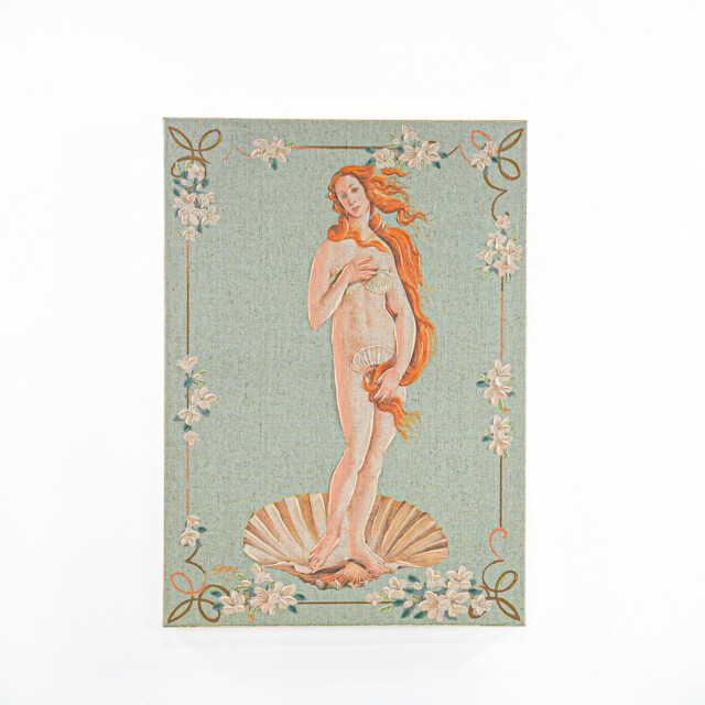 Shay Vintage Seashells Green Hand Painted Linen - image 1
