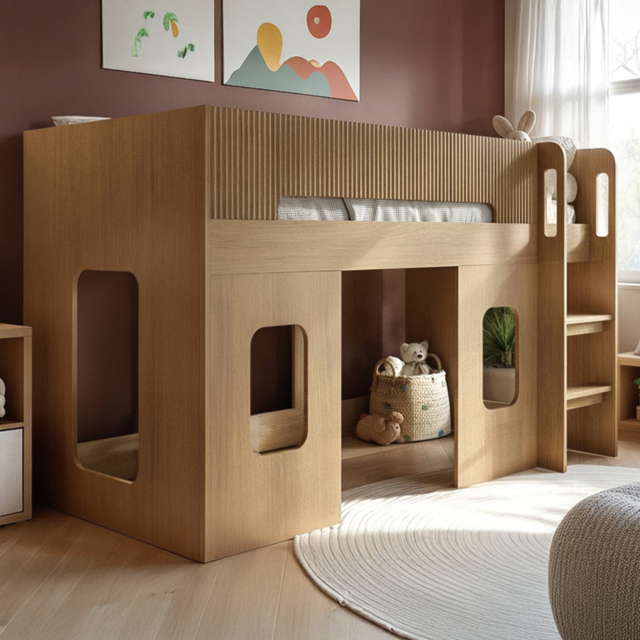 Flair Lino Oak Play House Mid Sleeper Bed - image 1