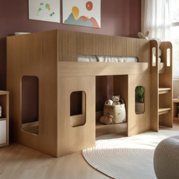 Flair Lino Oak Play House Mid Sleeper Bed