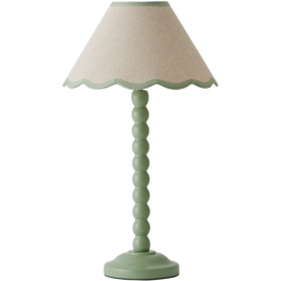 ValueLights Bobbins Natural and Green Scallop Shade Sage Green LED Table Lamp