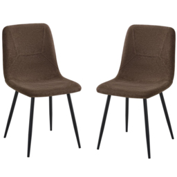 FWStyle Esme Dark Brown and Black Linen Upholstered Steel Frame Dining Chair Set of 2 - thumbnail 2