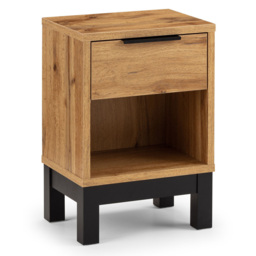 Julian Bowen Bali Single Drawer Modern Oak Effect Bedside Table - thumbnail 2