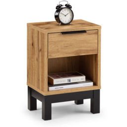 Julian Bowen Bali Single Drawer Modern Oak Effect Bedside Table - thumbnail 3