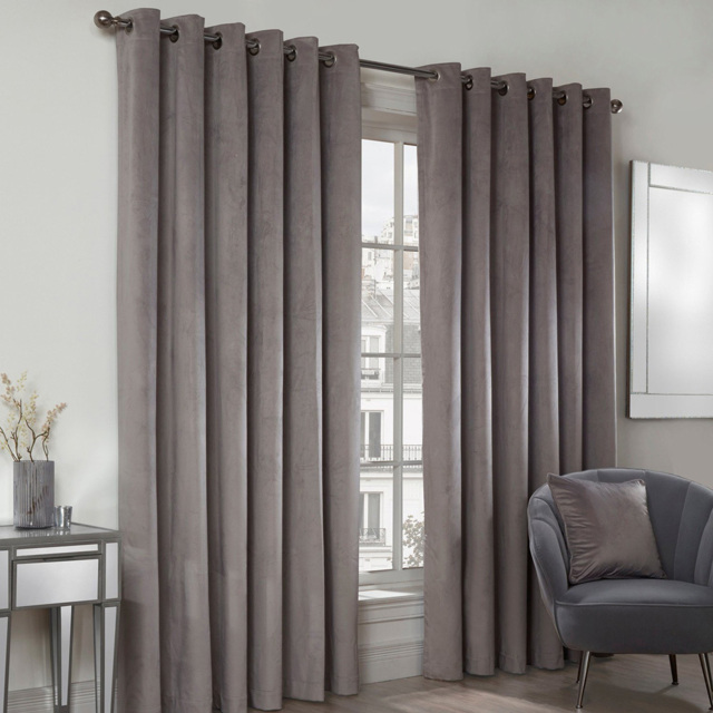 Divante Vermont Velvet Silver Blackout Curtain 229 x 229cm - image 1