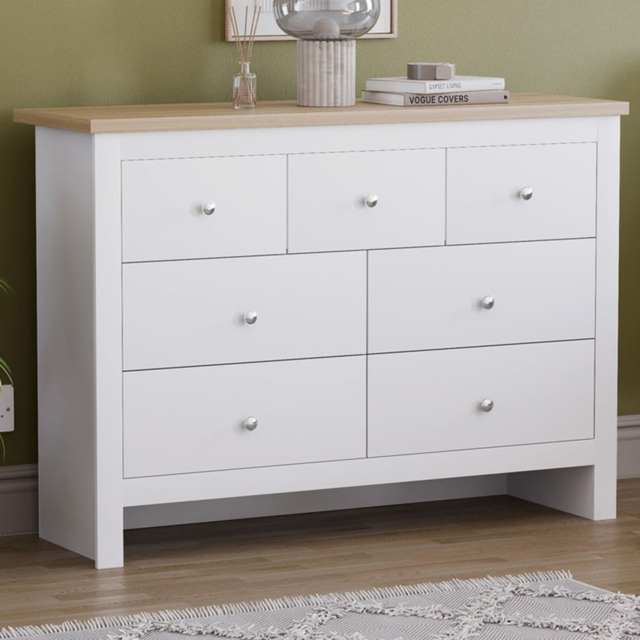 Vida Designs Arlington White 7 Drawer Shaker Style Chest of Drawers - image 1