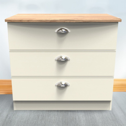 Victoria 3 Drawer Cream Ash and Oak Chest of Drawers