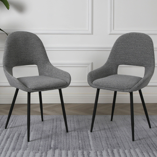 Pebble Light Grey Boucle Dining Chair Set of 2 - image 1