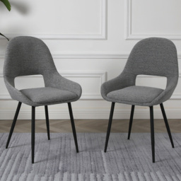 Pebble Light Grey Boucle Dining Chair Set of 2 - thumbnail 1