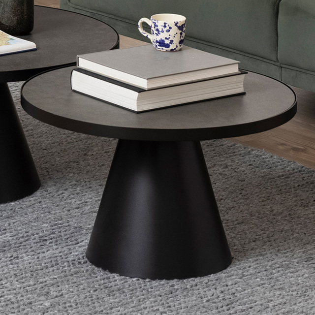 Florence Soli Round Black Ceramic Coffee Table - image 1