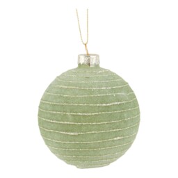 Single Green Flocked Striped Bauble in Assorted styles - thumbnail 2
