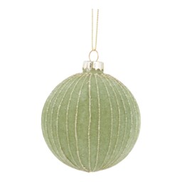 Single Green Flocked Striped Bauble in Assorted styles - thumbnail 3
