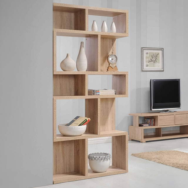 Apollo Tall Wide Shelf Unit Oak - image 1