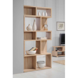 Apollo Tall Wide Shelf Unit Oak - thumbnail 2