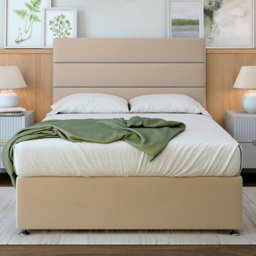 Bedmaster Single Natural Plush Velvet Divan Base with Milan Headboard