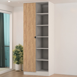 Crowndale Bora Gold Oak and Kashmir Matt Single Door 6 Shelf Wardrobe