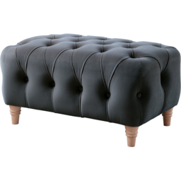 Midnight Blue Velvet Footstool - thumbnail 2