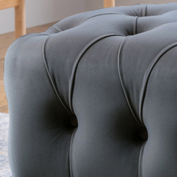 Midnight Blue Velvet Footstool - thumbnail 3