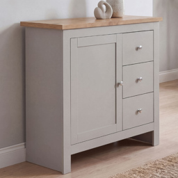 Vida Designs Arlington Single Door 3 Drawer Grey Sideboard - thumbnail 1