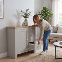 Vida Designs Arlington Single Door 3 Drawer Grey Sideboard - thumbnail 3