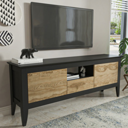 Decorotika Verde Oud and Black 3 Door Single Shelf TV Unit