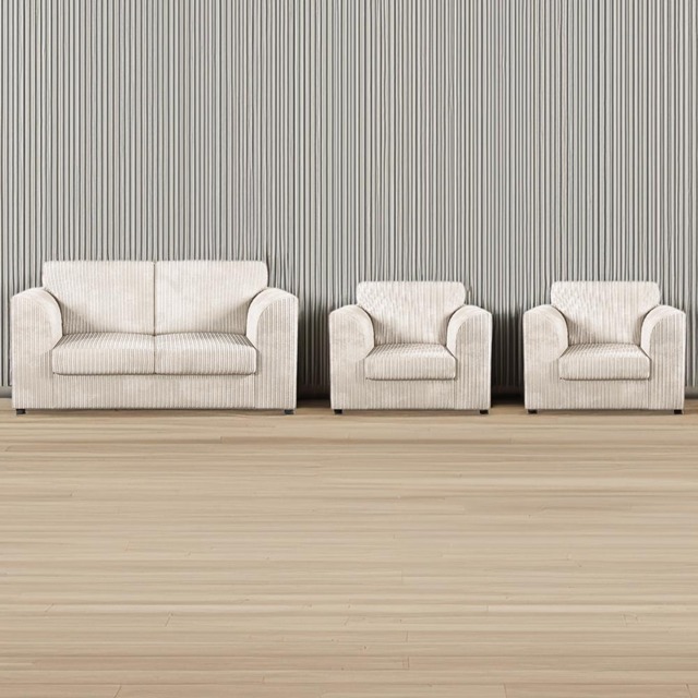 Luxor 4 Seater Cream Jumbo Cord Sofa Set with Full Back - image 1