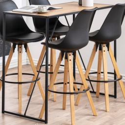 Florence Seaford Oak Top Black Metal Bar Table
