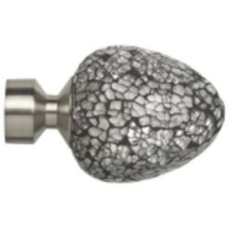 New Edge Blinds Satin Silver Fixed Length Metal Eyelet Curtain Pole Set with Alexia Finial 220cm - thumbnail 2