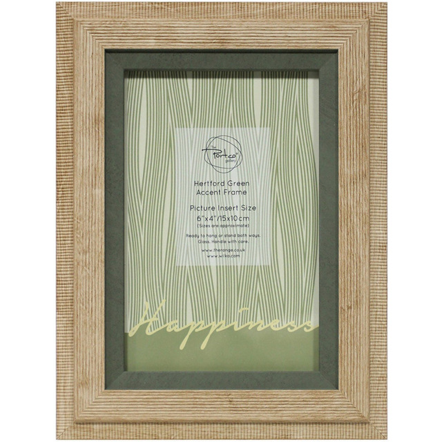The Port. Co Gallery Hertford Green Accent Natural 6 x 4 inch Photo Frame - image 1