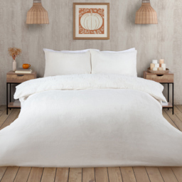 Pumpkin Woodland Faux Fur Duvet Set White Double - thumbnail 2