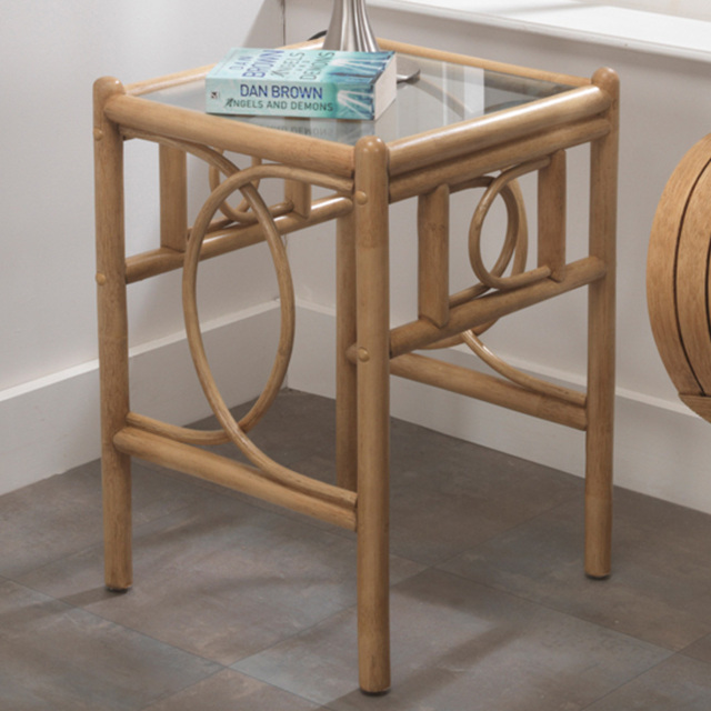 Desser Furniture Madrid Light Oak Natural Rattan Lamp Table - image 1
