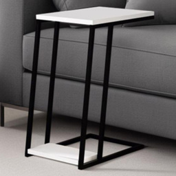 FWStyle Pal White 2-Tier Metal L Shaped Sofa End Table