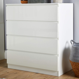 Home Source Lugano White 4 Drawer Storage Chest - thumbnail 1