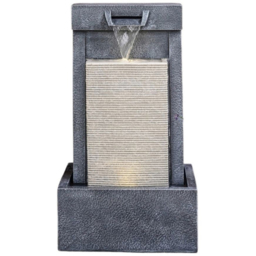 Ivyline Grey Cement Cube LED Water Feature - thumbnail 1