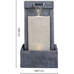 Ivyline Grey Cement Cube LED Water Feature - thumbnail 3