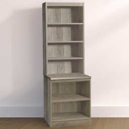 R White Cabinets Grey 6 Shelf Bookcase with Hutch