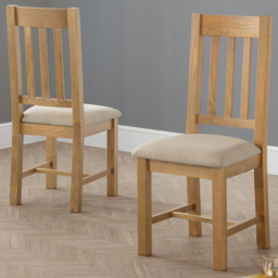 Julian Bowen Hereford Taupe and Oak Dining Chairs Set of 2