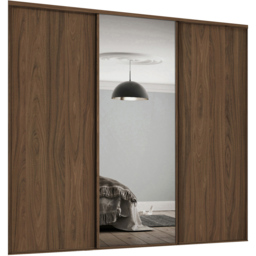 Spacepro Classic 3 Door Walnut Frame Sliding Wardrobe Kit with 2 Panel and Single Mirror 1760mm