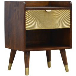 Artisan Furniture Manila Golden and Teak Single Drawer Single Shelf Solid Wood Bedside Table - thumbnail 4