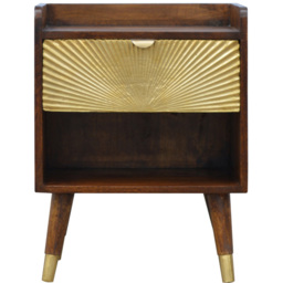 Artisan Furniture Manila Golden and Teak Single Drawer Single Shelf Solid Wood Bedside Table - thumbnail 2