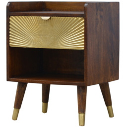 Artisan Furniture Manila Golden and Teak Single Drawer Single Shelf Solid Wood Bedside Table - thumbnail 3