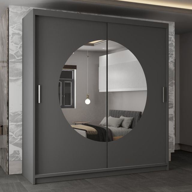 Sliding Wardrobes 4U Moon Grey 2 Door Mirrored Wardrobe - image 1