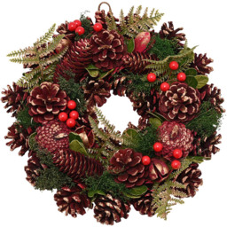 The Seasonal Gift Co Regal Tidings Plum and Gold Christmas Wreath with Pinecones and Berries 30cm